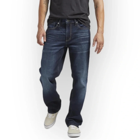 SILVER Grayson Heritage Relaxed Jeans Blue Dark Wash Straight Leg Size 31 - Picture 1 of 13